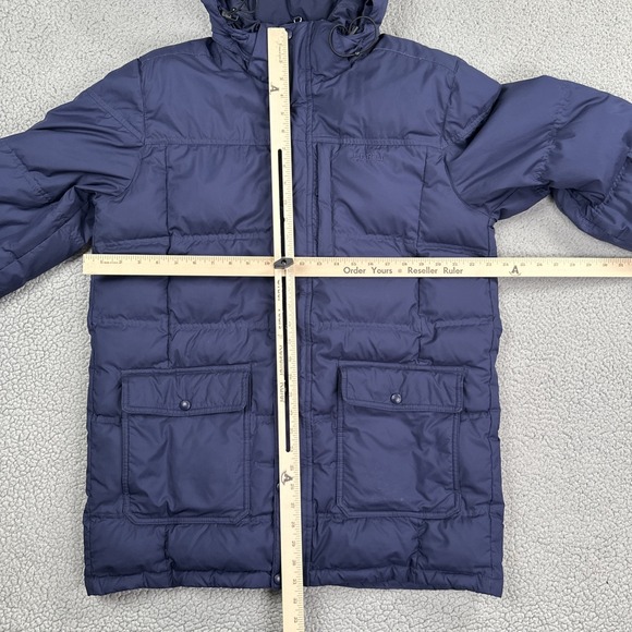 LL Bean Puffer Downtek Jacket Men Medium Reg Blue Removable Hood Pertex 295958 - Picture 5 of 16